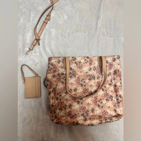 LC Lauren Conrad Floral Beige and Pink Shoulder Bag - Picture 7 of 9